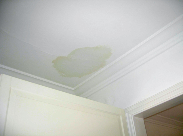 Water damage on the ceiling of a house in Fox River Grove, Illinois